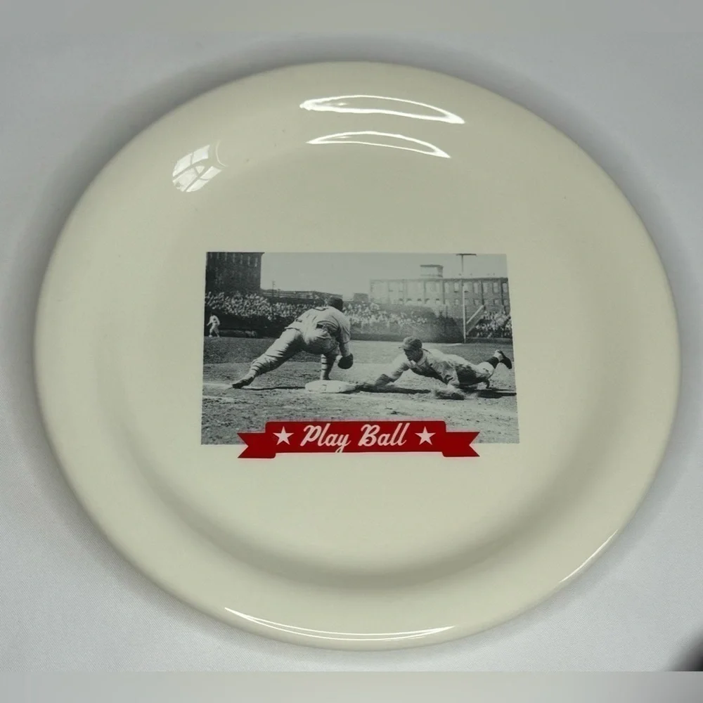 Vintage Pottery Barn Baseball Salad/Dessert Plate Set of 4